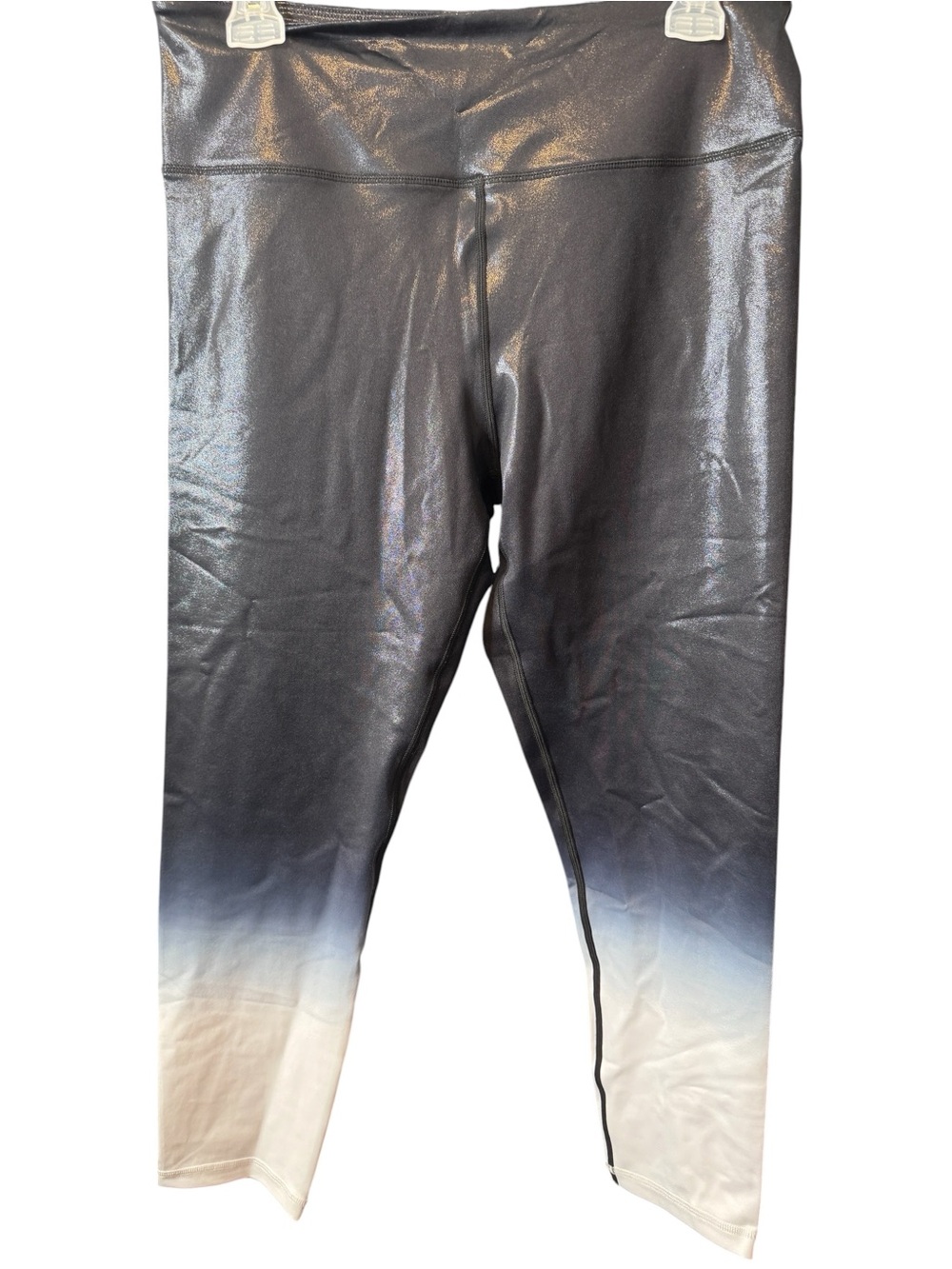 Zyia Shimmery Ombre Leggings - Black White Fade Womens Sz 14-16 athletic active